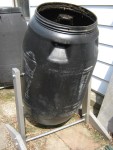 Compost tumbler about to be emptied